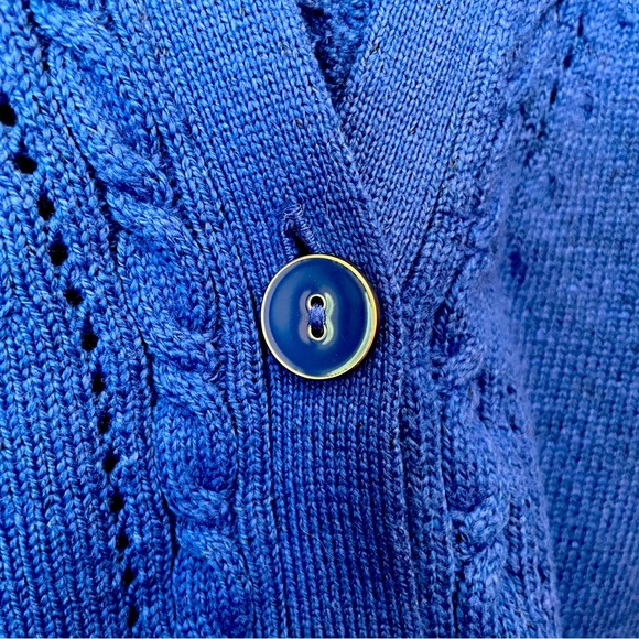 Talbots Blue Boyfriend Cardigan V-Neck Long Sleeve Button Front Size 2X Petite - Picture 5 of 16
